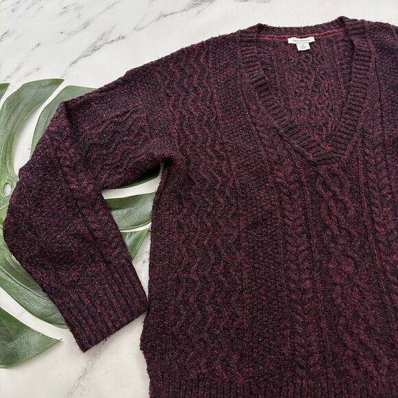 Sundance Womens Pullover Sweater Size S Dark Purple Cable Knit V-neck Soft - Picture 4 of 12